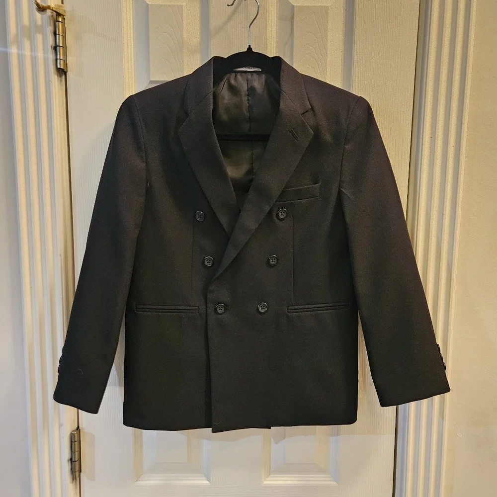 Boys Black Double-Breasted Blazer - Modern, Classy, Practical, Stain Resistant